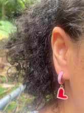 Load image into Gallery viewer, Pink And Red Heart Earrings
