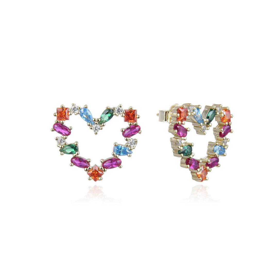 Multicolor Heart Studs