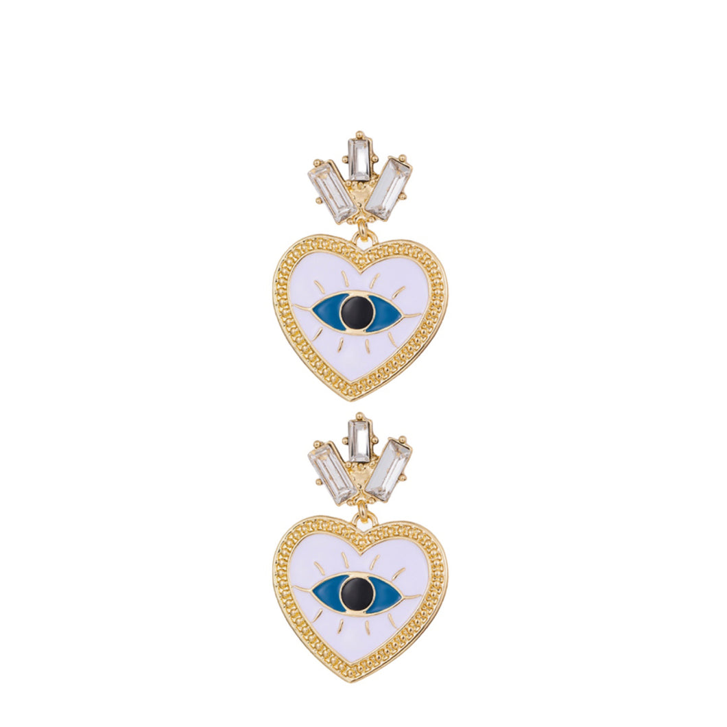 Evil Eye Heart Earrings