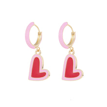 Load image into Gallery viewer, Pink And Red Heart Earrings
